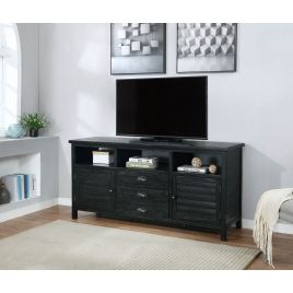 Vilo Home Country Solid Wood 65" Black TV Stand with 2 Drawers and 2 Doors